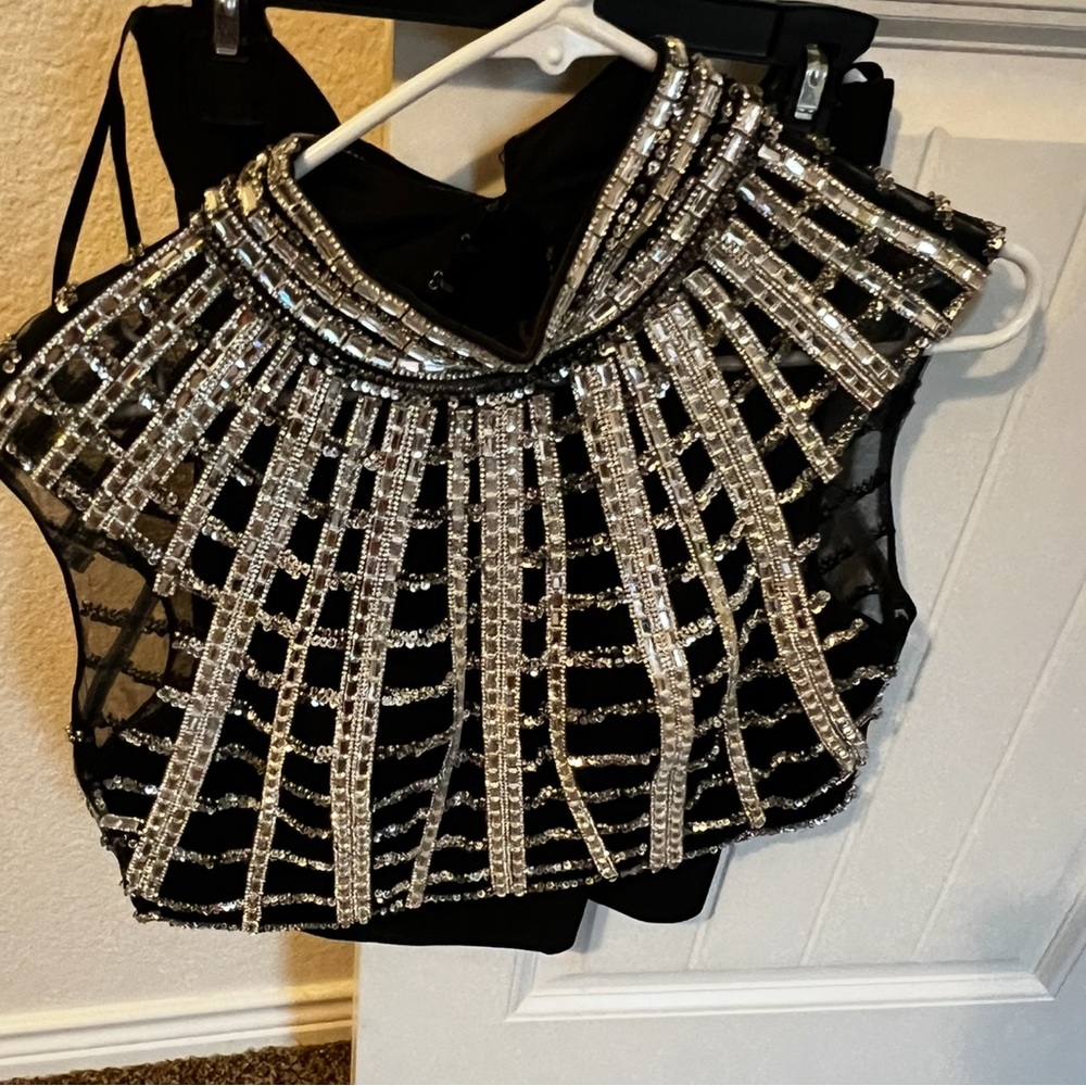 Embellished Black and Silver Women’s Two-Piece Formal